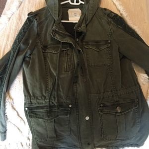 Anthropologie Green Trench Jacket